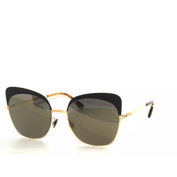 Mykita ANNELI Shiny Gold Matte Black/Brillant Grey 21/21/0 unisex Sunglasses.